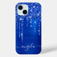 Royal Blue Glitter Drips Glam Girly Signature