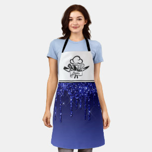 Royal Blue Glitter Drips Personalised Apron
