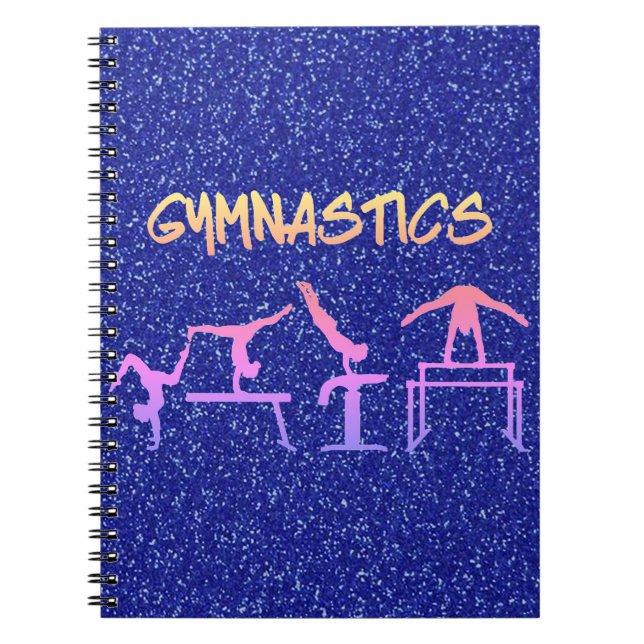 Royal Blue Glitter Gymnastics Notebook (Front)