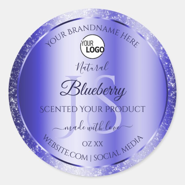 Royal Blue Glitter Product Labels Monogram Logo (Front)
