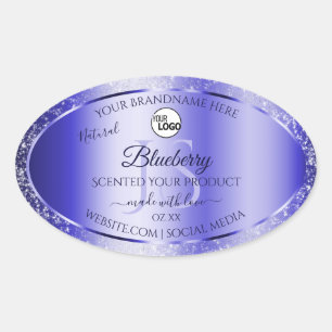 Royal Blue Glitter Product Labels Monogram Logo