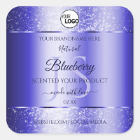 Royal Blue Glitter Product Labels Monogram Logo
