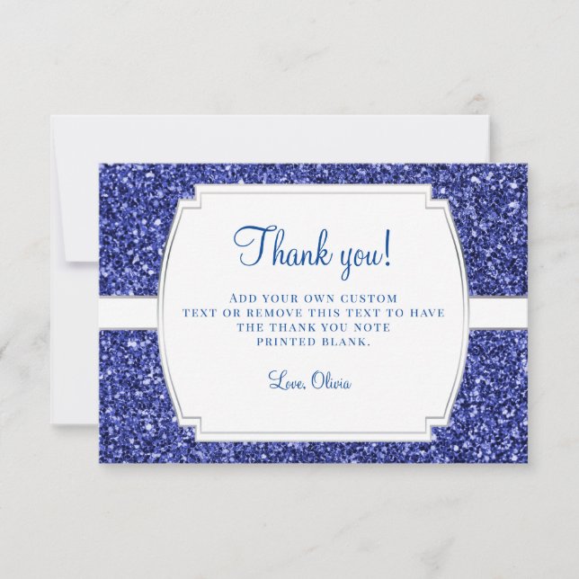 Royal Blue Glitter Thank You Cards (Front)