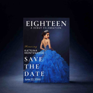 Royal Blue Gold 18th Birthday Save the Date
