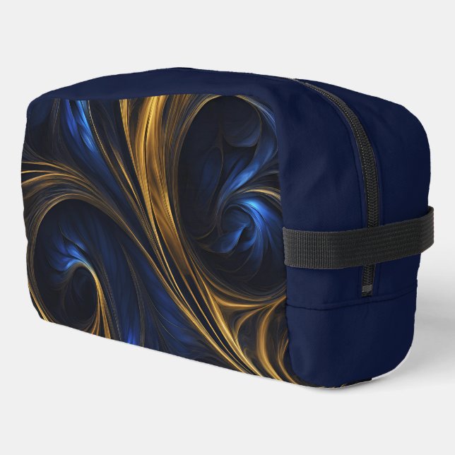 Royal Blue Gold Abstract Swirl Dopp Kit (Left Corner)