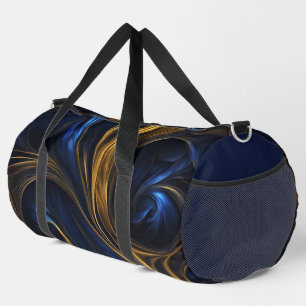 Royal Blue Gold Abstract Swirl Duffle Bag