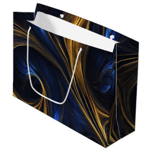 Royal Blue Gold Abstract Swirl Large Gift Bag