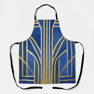 Royal Blue Gold Art Deco Apron