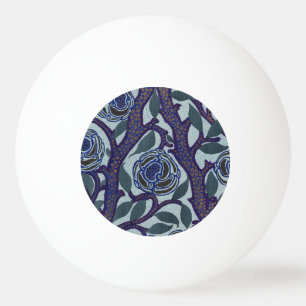 Royal Blue & Gold Art Deco Rose Floral Decor Ping Pong Ball