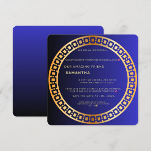 Royal Blue & Gold Bridal Shower Invitation – Elega