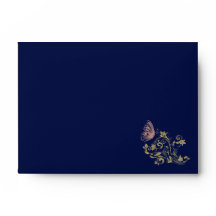 Royal Blue Gold Butterfly Wedding Card Envelope