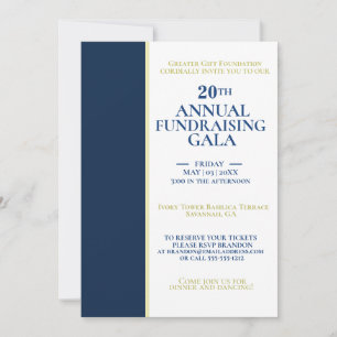 Royal Blue & Gold Charity Event Gala Invitation