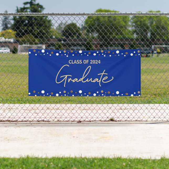 Royal Blue Gold Class of 2024 Graduation Banner (Insitu)