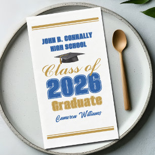 Royal Blue Gold Class of 2026 Graduation Party Napkin