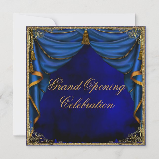 Royal Blue Gold Corporate Business Grand Opening Invitation (Front)
