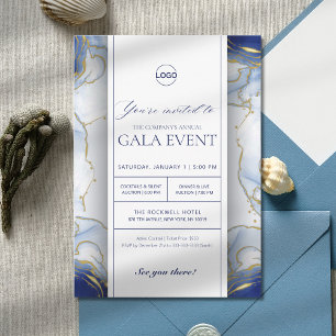 Royal Blue Gold Corporate Gala Fundraising Event Invitation