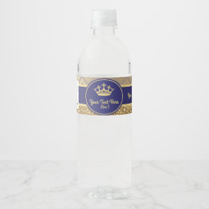 Royal Blue Gold Crown Water Bottle Label/ Wrapper Water Bottle Label