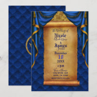 Royal Blue & Gold Drapes Scroll Wedding