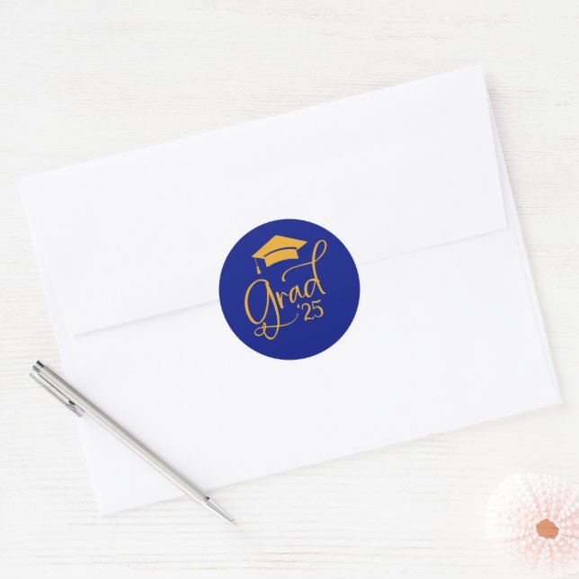 Royal Blue Gold Grad Script 2025 Envelope Seals (Envelope)