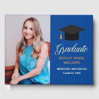 Royal Blue Gold Graduation Photo 2025 Autograph
