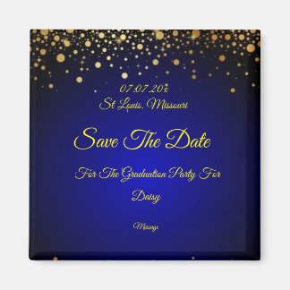 Royal Blue Gold Graduation Save The Date Magnet