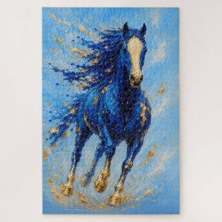 Royal Blue Gold Horse Puzzle