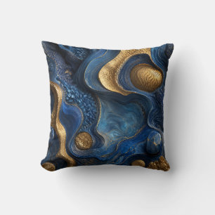 Royal Blue Gold Navy Blue Geode Decorative Gift Cushion