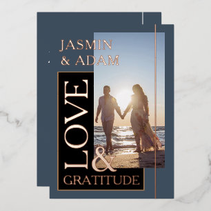 Royal Blue Gold Photo Wedding Love and Gratitude
