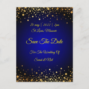 Royal Blue Gold Popular Save the date invitation Postcard