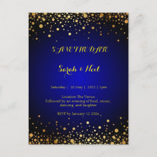 Royal Blue Gold Popular Save the date Postcard