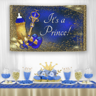 Royal Blue Gold Prince Baby Shower Banner
