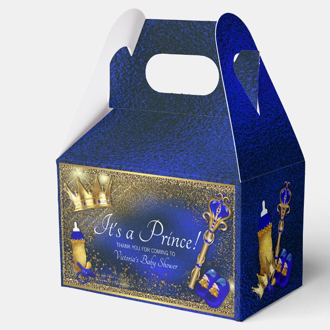 Royal Blue Gold Prince Baby Shower  Favour Box (Creator Uploaded)
