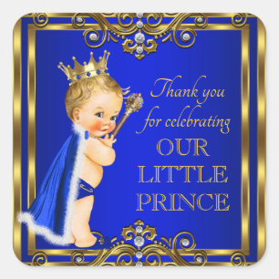 Royal Blue Gold Prince Baby Shower Stickers