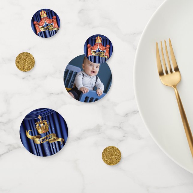 Royal Blue Gold Prince Birthday Confetti (Group)