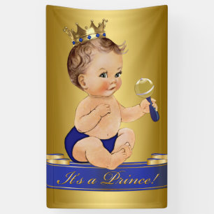 Royal Blue Gold Prince Boy Baby Shower Banner