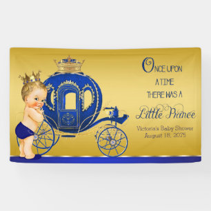 Royal Blue Gold Prince Carriage Boy Baby Shower Banner