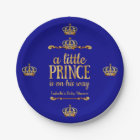 Royal Blue Gold Prince On His Way Baby Shower