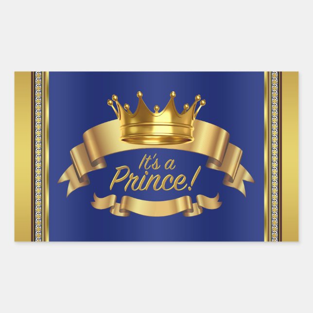 Royal Blue Gold Prince Water Bottle Labels (Front)