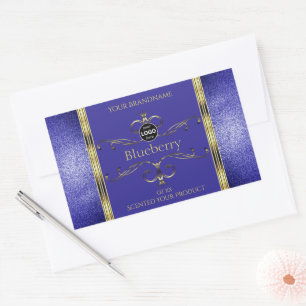 Royal Blue Gold Product Labels Glitter Border Logo