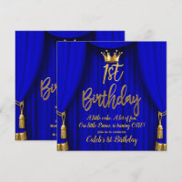 Royal Blue & Gold Royal Crown Prince 1st Birthday