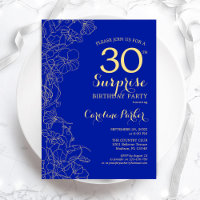 Royal Blue Gold Surprise 30th Birthday Party