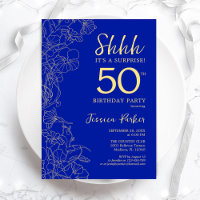 Royal Blue Gold Surprise 50th Birthday