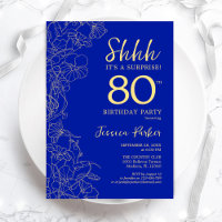 Royal Blue Gold Surprise 80th Birthday