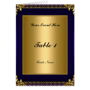 Royal Blue Gold Table Placement Card Menu