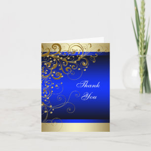 Royal Blue Gold Thank You Cards