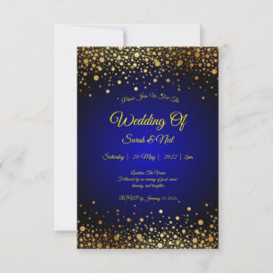 Royal Blue Gold Wedding Invitation popular