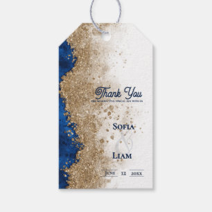 Royal Blue Gold Wedding Thank You Favour Gift Tags