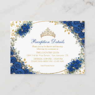 Royal Blue Golden Butterflies Quinceañera  Enclosure Card