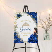Royal Blue Golden Butterfly Quinceañera Welcome