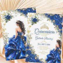 Royal Blue Golden Quinceañera Butterflies